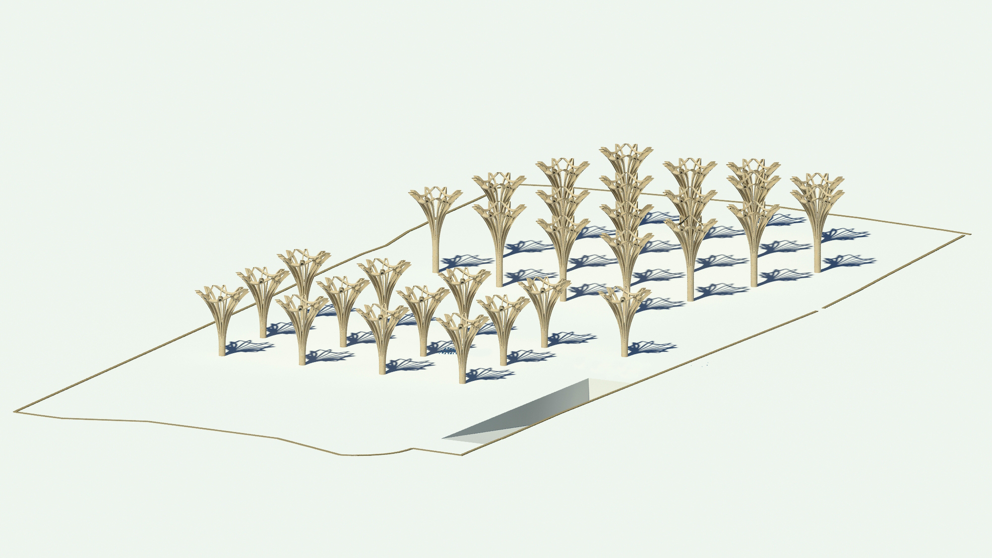 Cropped Tree Structure. The Cambridge Mosque by Marks Barfield Architects