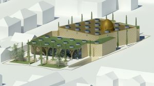 Mosque and Landscape. The Cambridge Mosque by Marks Barfield Architects