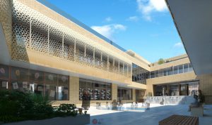 courtyard view - Islamia Primary School by marks Barfield Architects