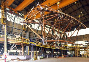 Rim section in the factory - The London Eye by Marks Barfield Architects