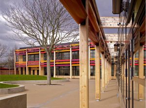 courtyard - Michael Tippett School by Marks Barfield Architects