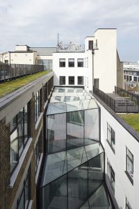 glazed atrium and roof external view - 82 Baker Street by Marks Barfield Architects