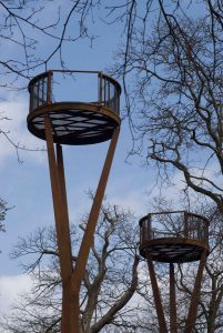 Pylon Erection - Kew Gardens Treetop Walkway by Marks Barfield Architects