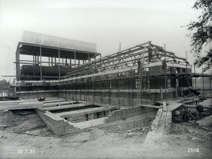 original building construction - Stoke Newington Watersports Centre by Marks Barfield Architects