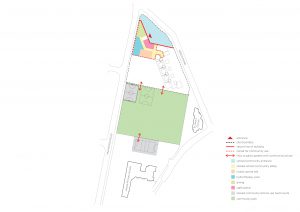 adjacent playing fields colour- Michael Tippett School by Marks Barfield Architects