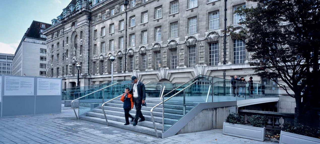 steps view - County Hall Bridge by marks Barfield Architects