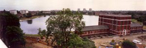 original building birds eye view - Stoke Newington Watersports Centre by Marks Barfield Architects