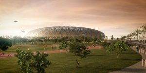 stadium distant view - King Abdullah Sports Oasis by Marks Barfield Architects