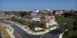 Clapham Gateway Public Realm View by Marks Barfield Architects