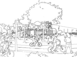 Oasis Cycle Centre Sketch by Marks Barfield Architects