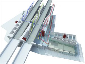 Romford Crossrail Axonometric by Marks Barfield Architects