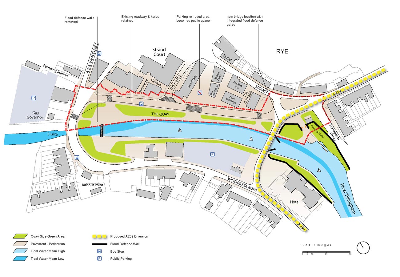 Rye Quay Side with A259 Diversion by Marks Barfield Architects