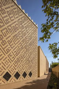 Cambridge Mosque Brick Tile Cladding by Marks Barfield Architects, photography Morley von Sternberg,