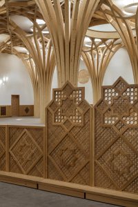 Cambridge Mosque - Mashrabiya screens in Prayer Hall - by Marks Barfield Architects, photo Morley von Sternberg